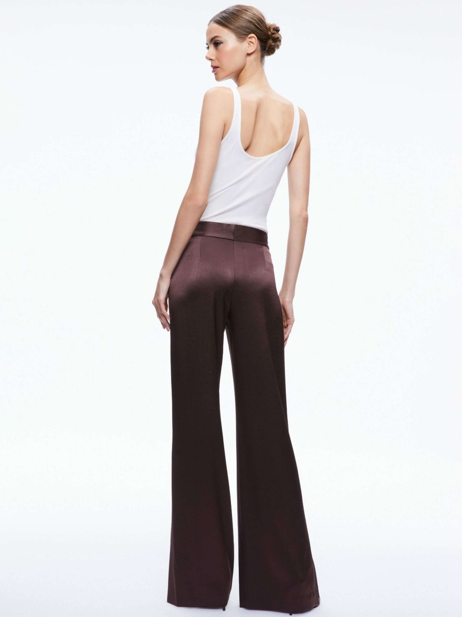 Pants * | Jc Wide Leg Side Slit Pant Alice And Olivia Discount Sale