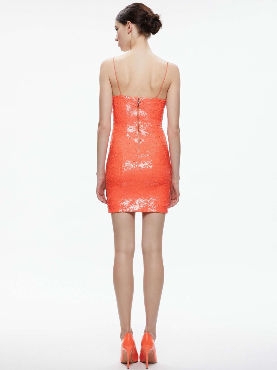 Dresses * | Fifi Sequin Fitted Mini Cami Dress Alice And Olivia Sale Online