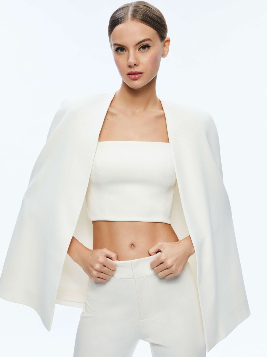 Tops * | Marica Square Neck Cape Top Alice And Olivia Clearance Sale