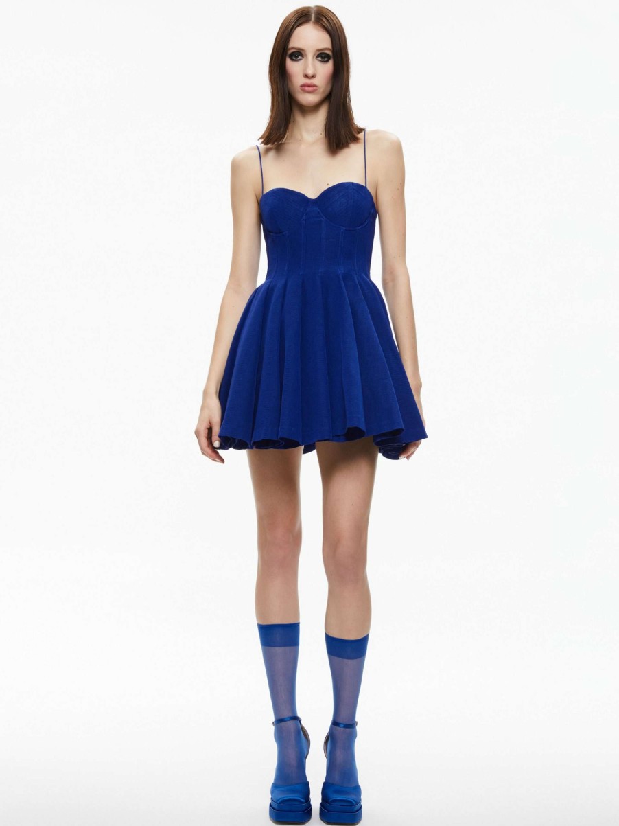 Dresses * | Adara Spaghetti Strap Bustier Mini Dress Alice And Olivia Flash Sale