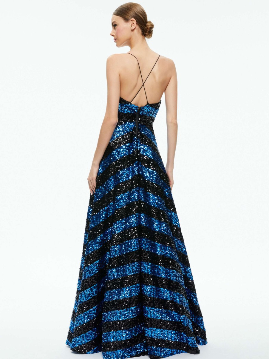 Dresses * | Domenica Sequin Gown Dress Alice And Olivia Promotion