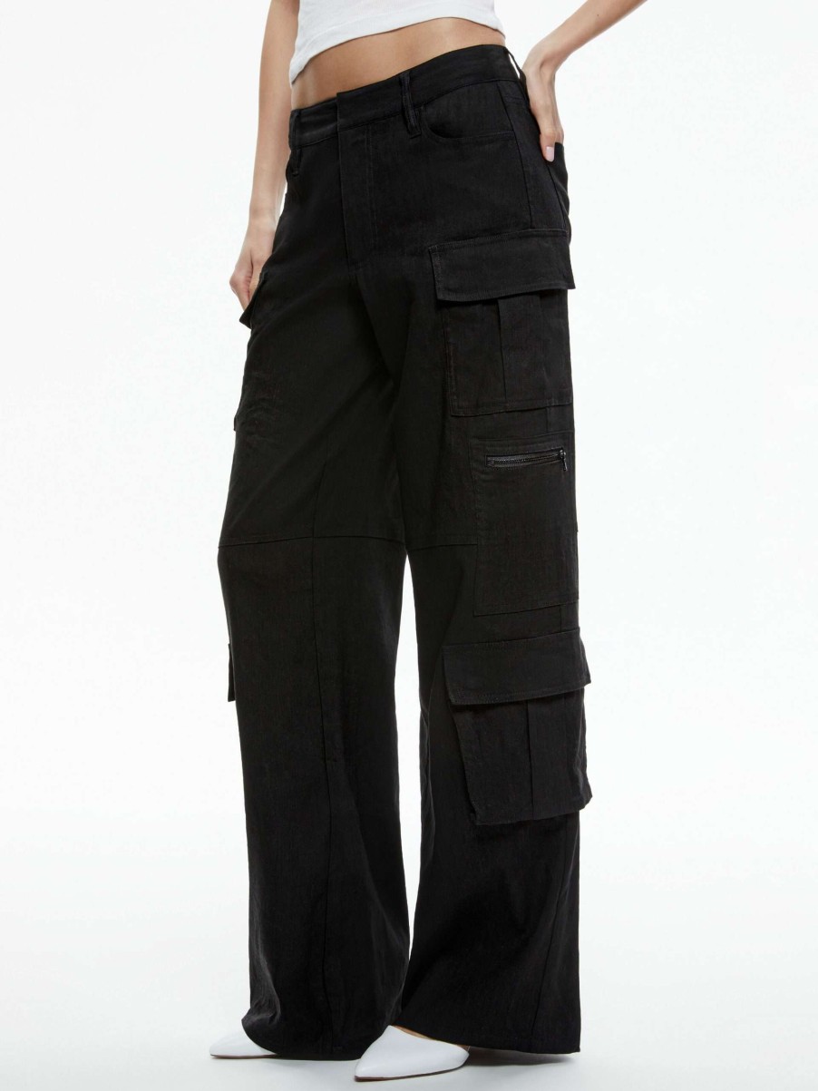 Pants * | Cay Baggy Cargo Linen Pant Alice And Olivia Clearance Sale