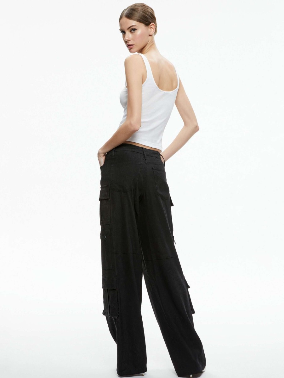 Pants * | Cay Baggy Cargo Linen Pant Alice And Olivia Clearance Sale