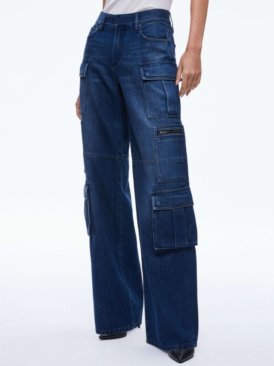 Pants * | Cay Baggy Cargo Jeans Alice And Olivia Free Delivery